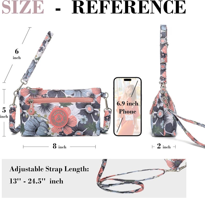 AOCINA Small Wristlet Wallet for Women RFID Blocking Crossbody Purse Gifts for Valentines Day Nylon Cell Phone Purses - Image 4